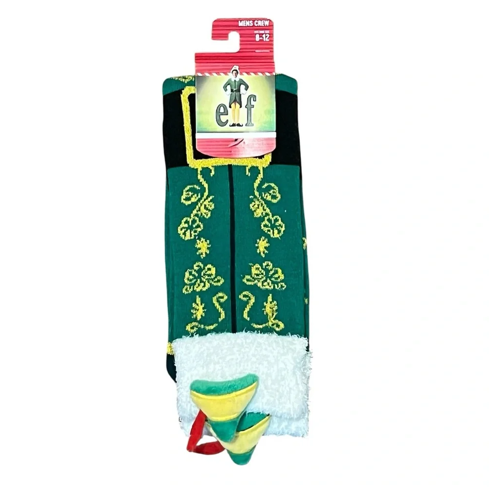 Elf Men's 3D Costume Design Felt Hat Feather Crew Sock Size: 8-12